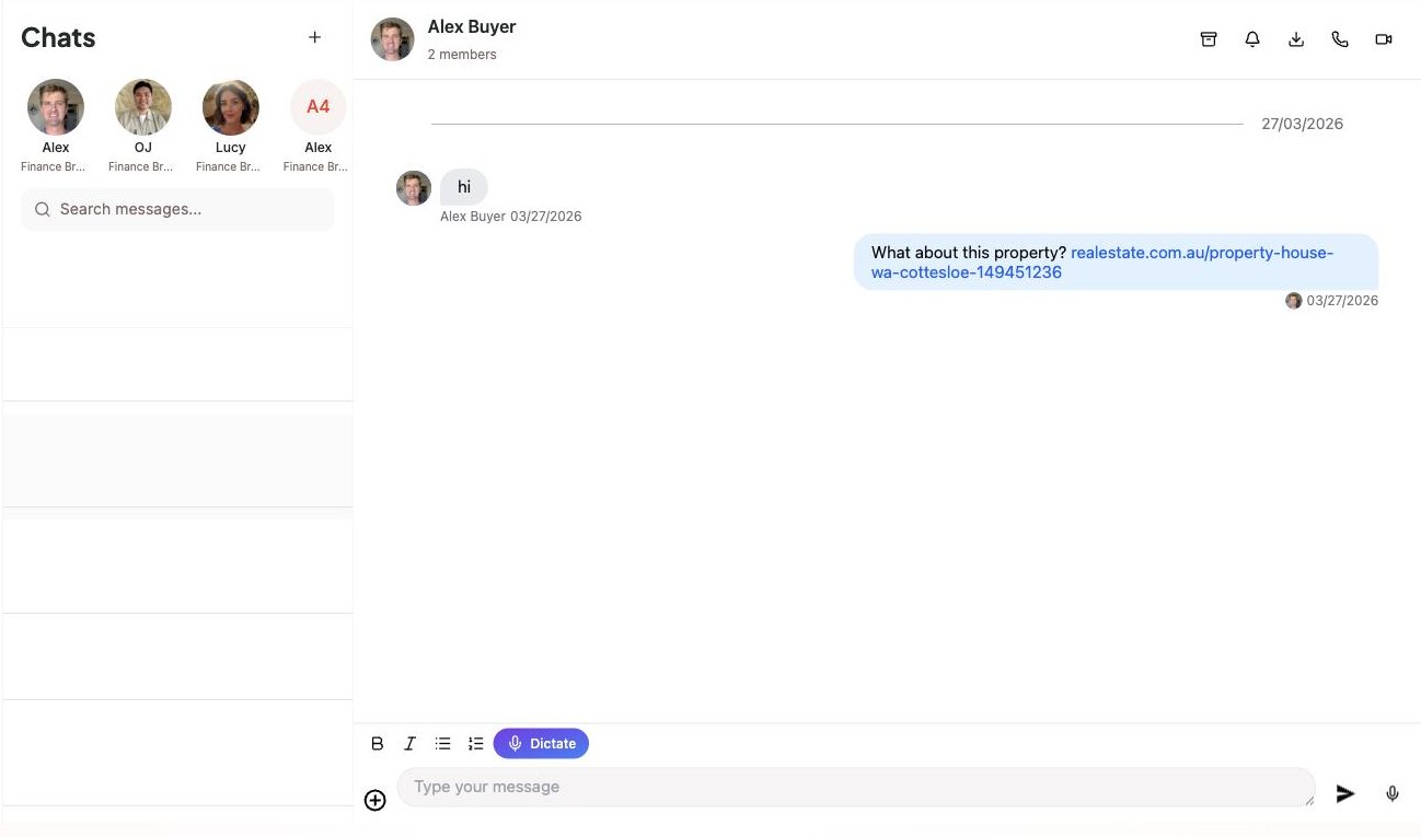 Group chat, video, and voice notes in the Marketli app