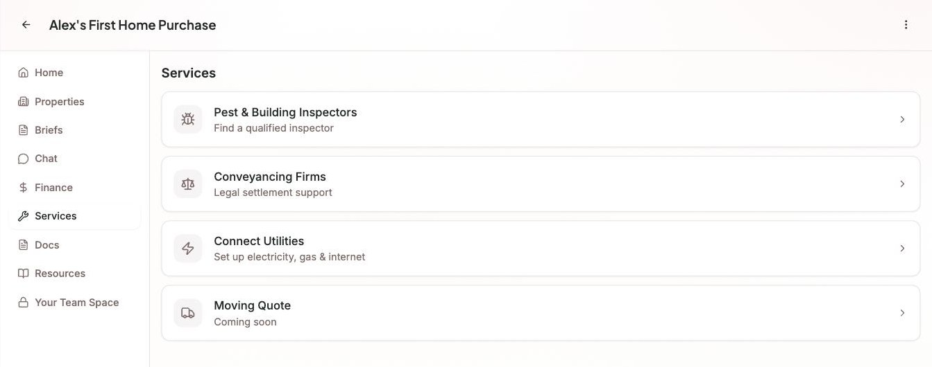 In-app service ordering in the Marketli app